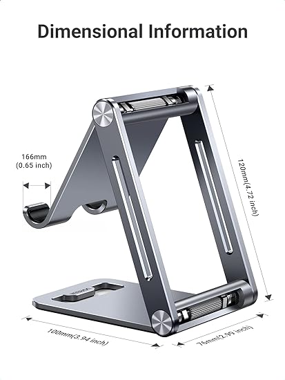 UGREEN Cell Phone Stand, Universal Multi-Angle Adjustable Stand, Aluminum Foldable Cell Phone Holder, Compatible with iPhone 15/14/13/12 Pro MAX, Galaxy S24 S23 S22 Ultra, Huawei, Redmi, Gray