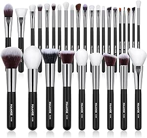 Brochas de Maquillaje Profesional 30 Piezas kit Alta Calidad Sintético Brochas Maquillaje Sombras de Brochas para Ojos en Polvo para Base de Maquillaje -Negro