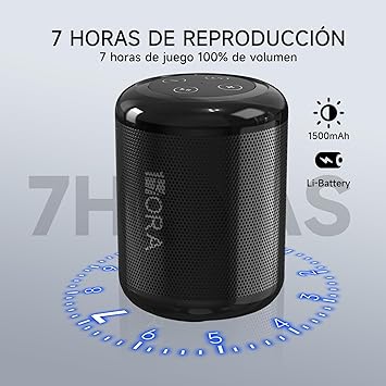 1 Hora Bocina Bluetooth Portatil 5.1, Mini Altavoz Inalámbrico con Manos Libres/Micro USB/Radio FM/TF, Compatible con Phone, Tablet, Computadores, Ideal para Viajar, Campear, Negro