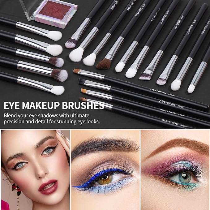 Professional Makeup Brushes 30 Pieces Kit High Quality Synthetic Makeup Brushes Eyeshadow Powder Brushes for Foundation Makeup - Black 