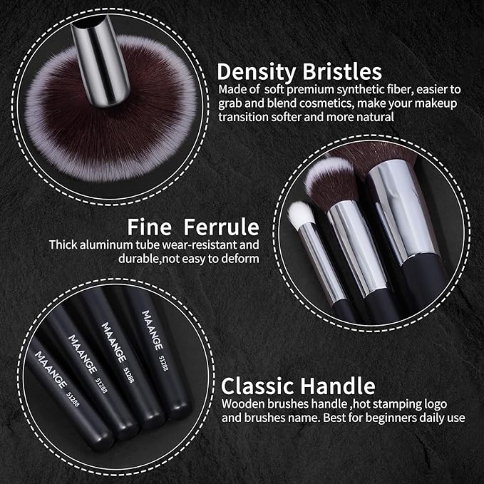 Professional Makeup Brushes 30 Pieces Kit High Quality Synthetic Makeup Brushes Eyeshadow Powder Brushes for Foundation Makeup - Black 