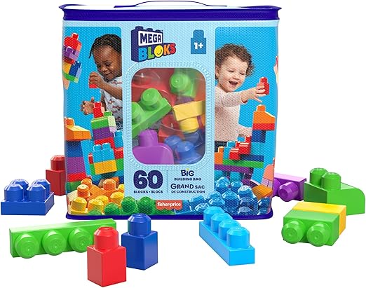 Mega Bloks Juguete de Construcción Clásica Bolsa de 60 Piezas para niños de 1 año en adelante