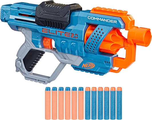 Hasbro Nerf Elite 2.0 Commander RD-6 Lanzador de Dardos con Tambor Giratorio de 6 Dardos y 12 Dardos Nerf Elite para niños y niñas a Partir de los 8 años