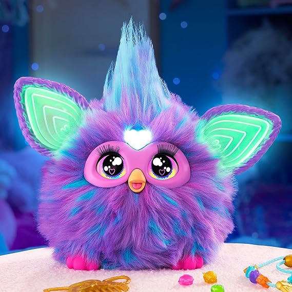 Furby - Morado, 15 accesorios de moda, juguetes de peluche interactivos para niñas y niños de 6 años y más, animatrónico activado por voz